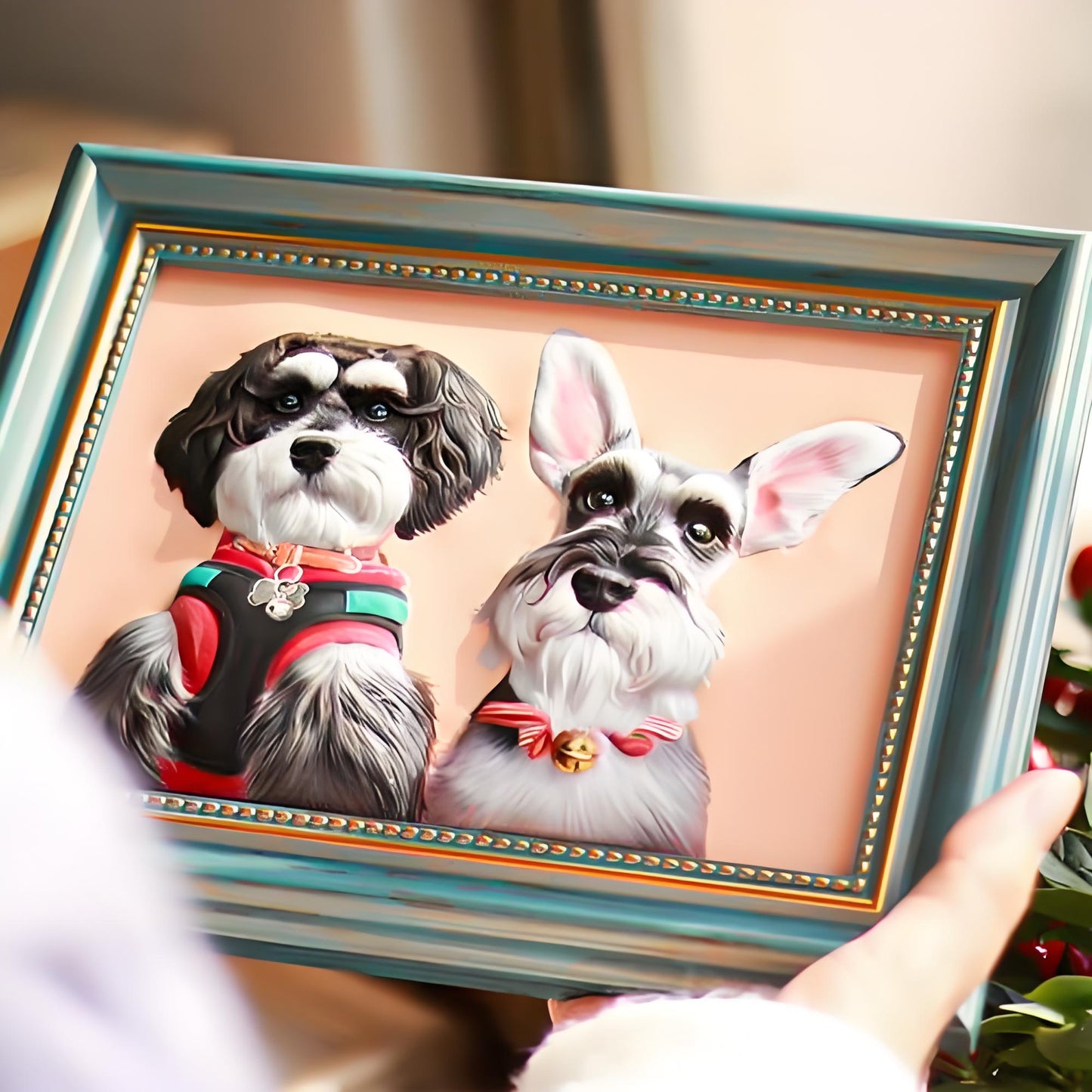 Leather carving of pet portrait